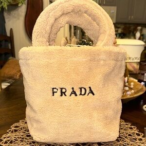 Prada Cream Sherpa Novelty Tote